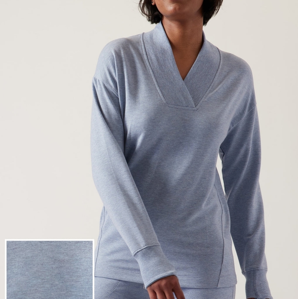 Athleta Light Blue V-Neck Sweater
